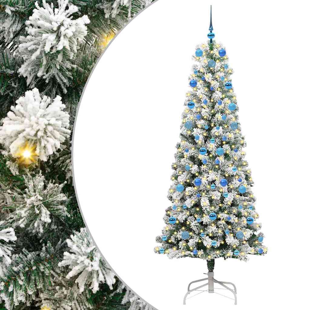 Albero di Natale Artificiale con Rami Pieghevoli Verde e Bianco