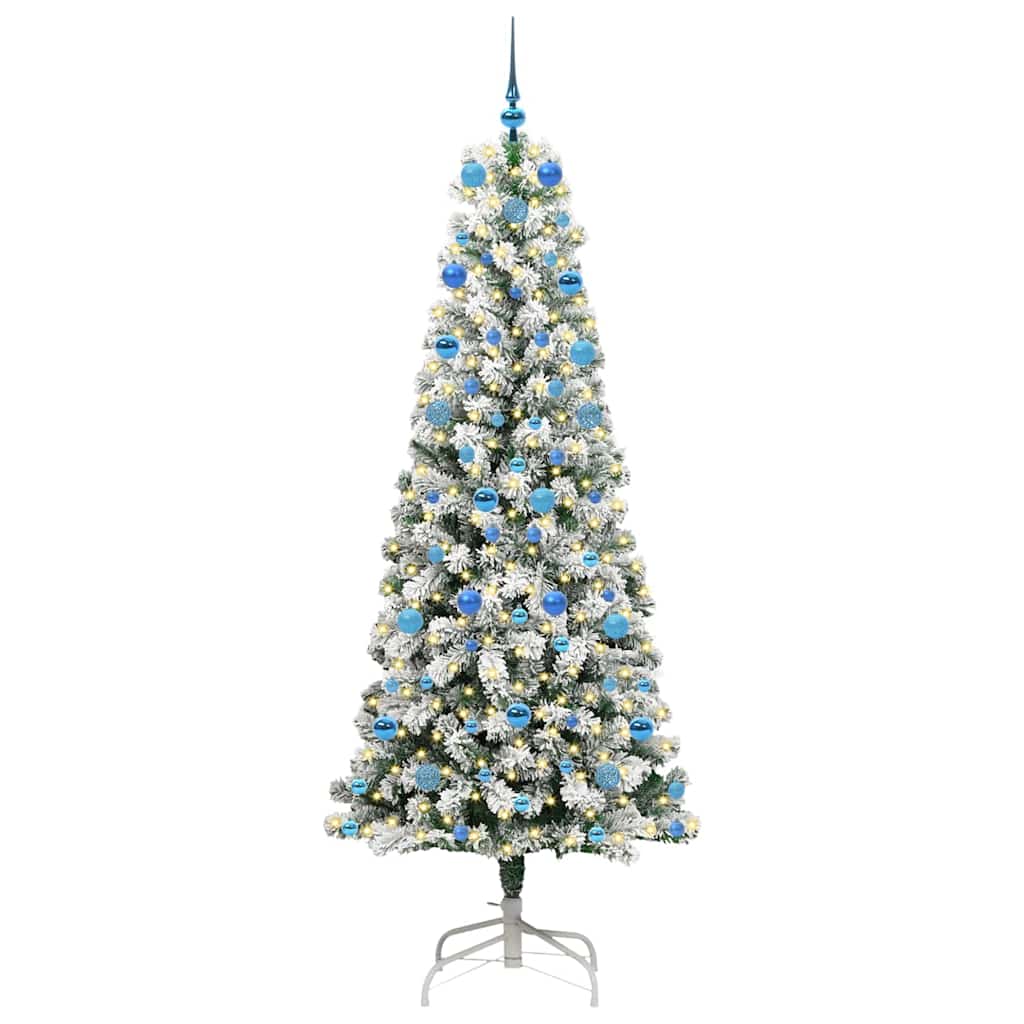 Albero di Natale Artificiale con Rami Pieghevoli Verde e Bianco