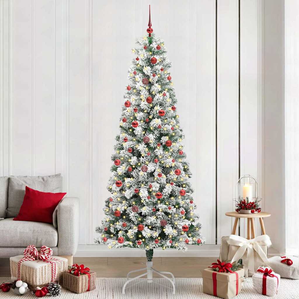 Albero di Natale Artificiale con Rami Pieghevoli Verde e Bianco