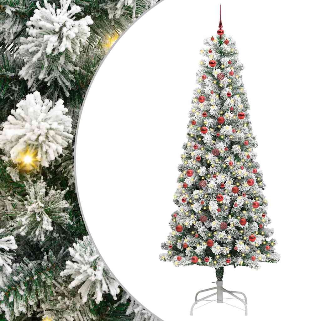 Albero di Natale Artificiale con Rami Pieghevoli Verde e Bianco