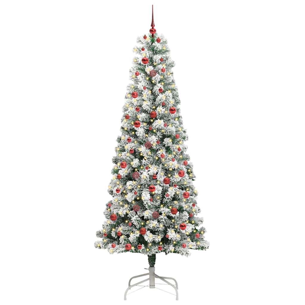Albero di Natale Artificiale con Rami Pieghevoli Verde e Bianco
