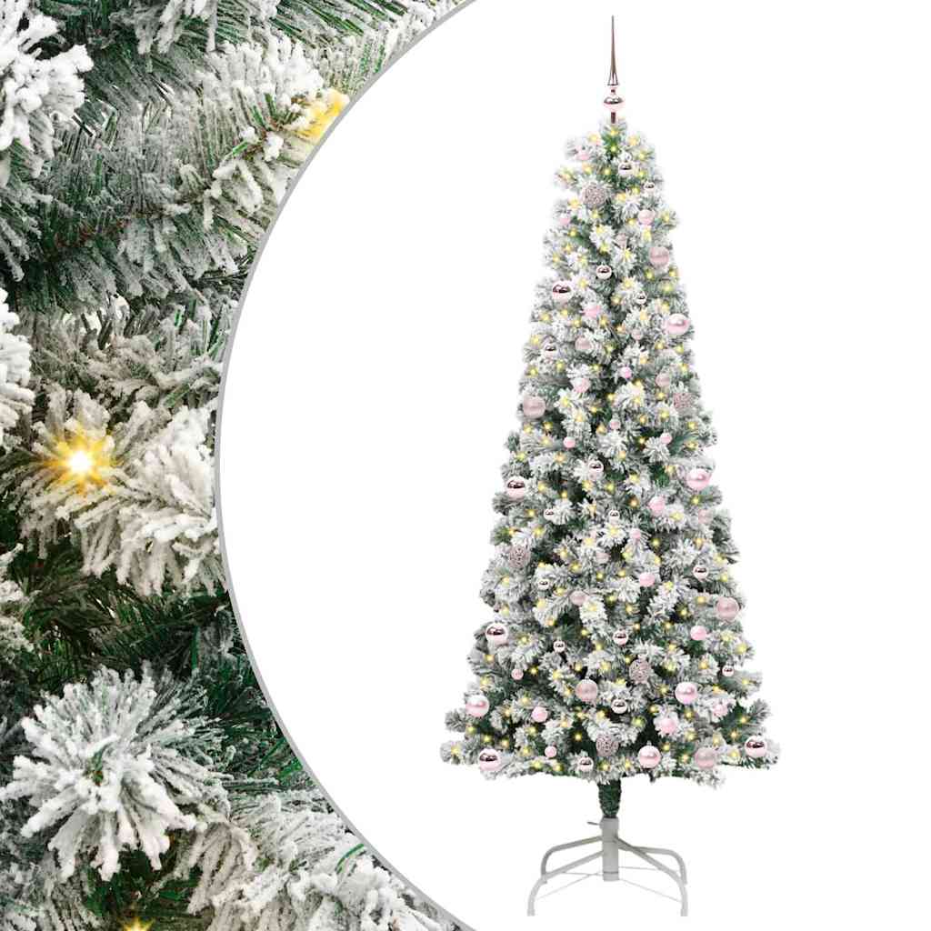 Albero di Natale Artificiale con Rami Pieghevoli Verde e Bianco