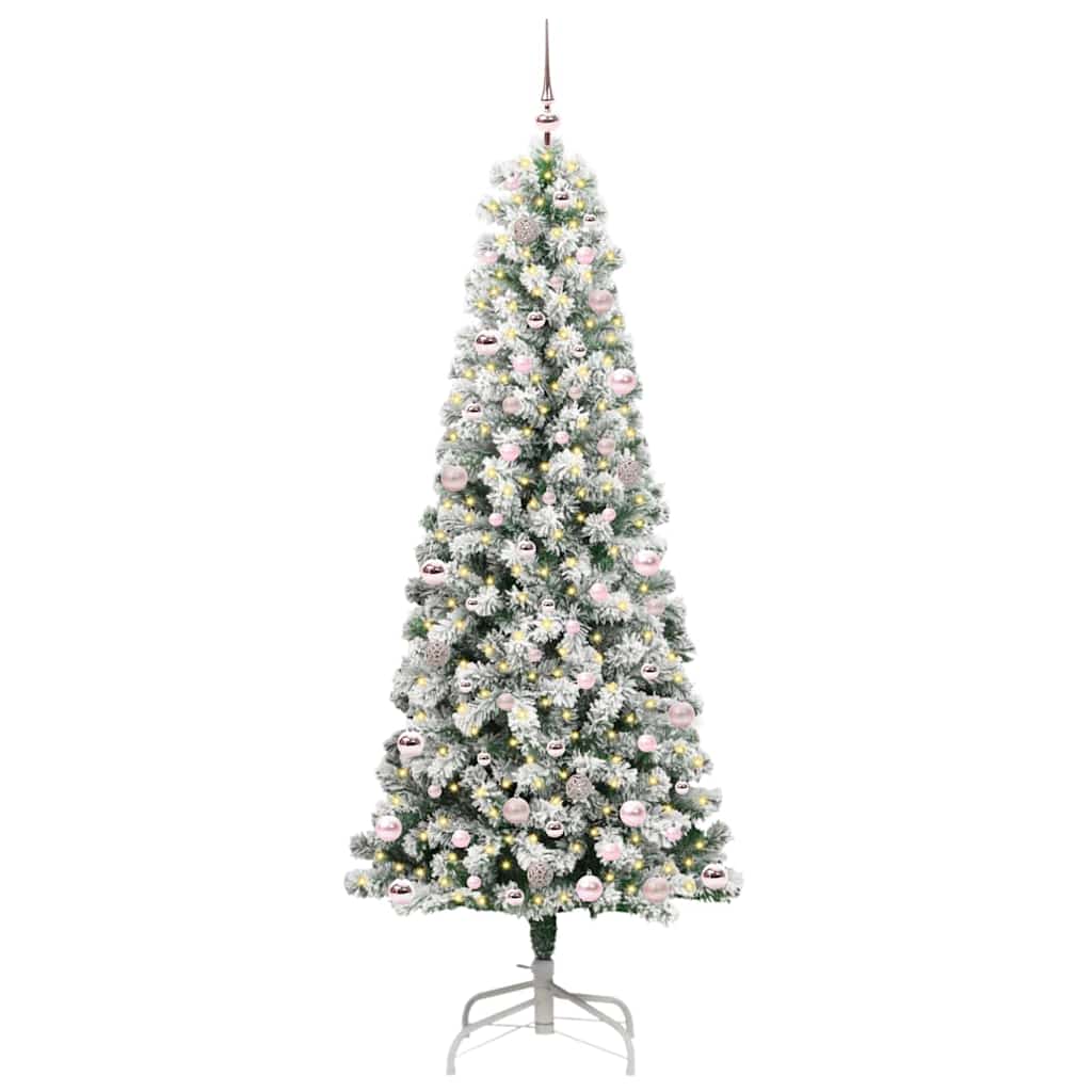 Albero di Natale Artificiale con Rami Pieghevoli Verde e Bianco