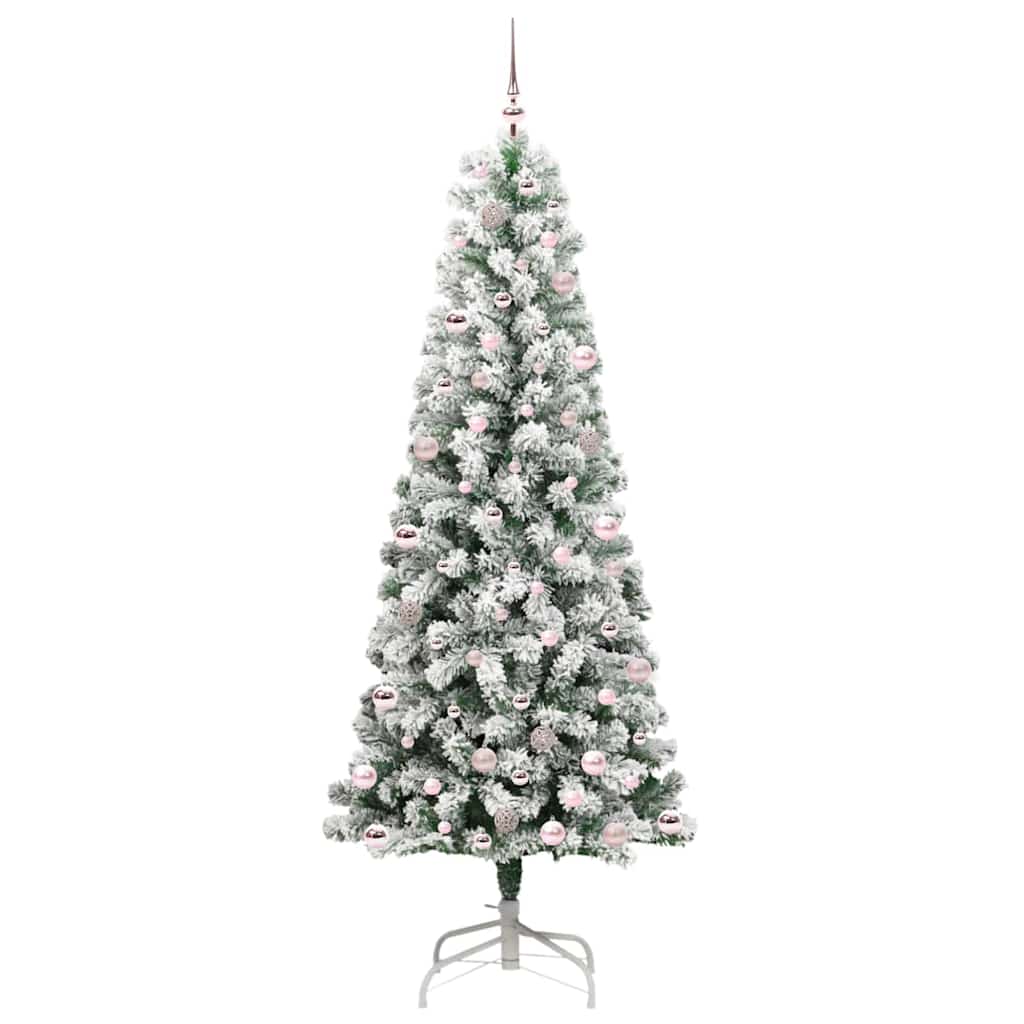 Albero di Natale Artificiale con Rami Pieghevoli Verde e Bianco