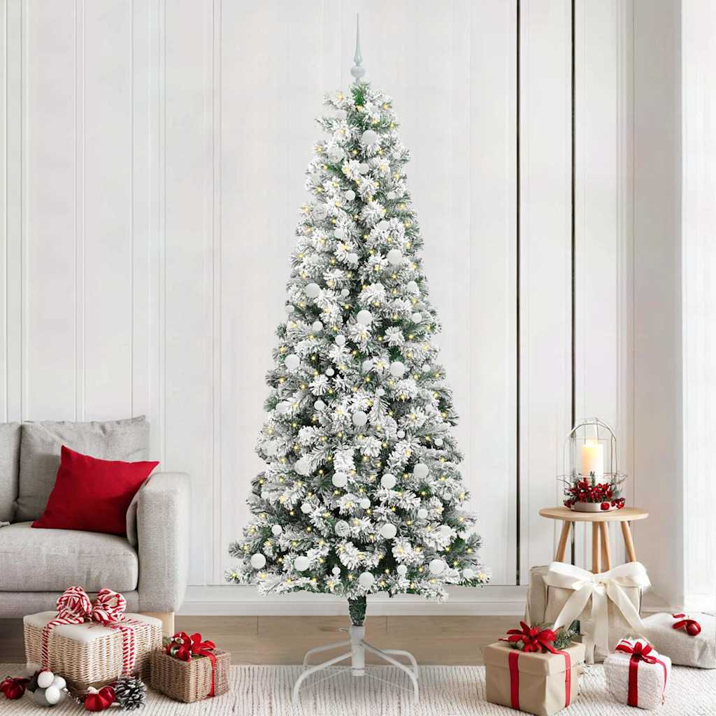 Albero di Natale Artificiale con Rami Pieghevoli Verde e Bianco