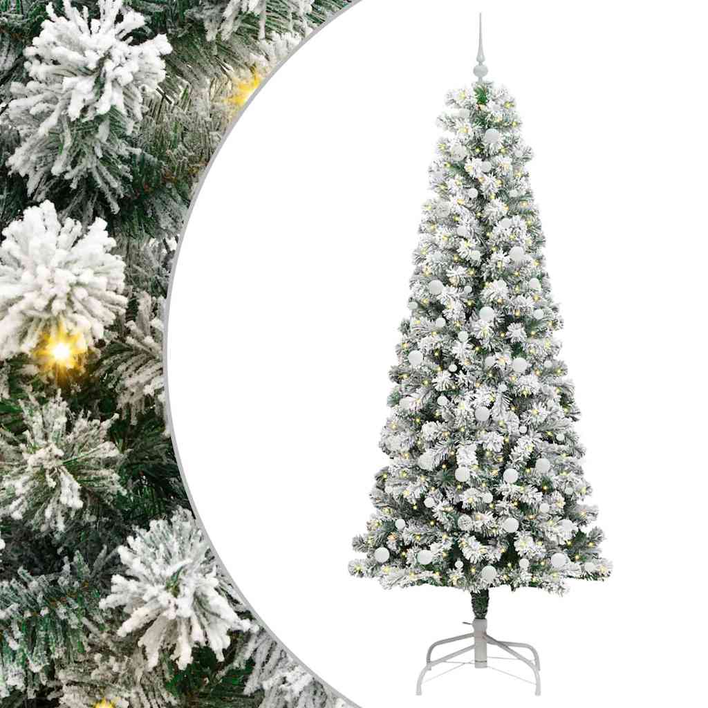 Albero di Natale Artificiale con Rami Pieghevoli Verde e Bianco