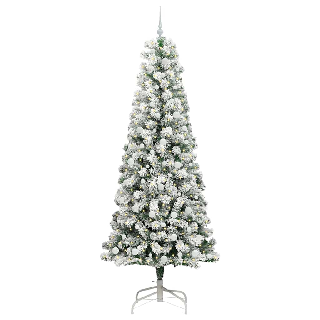 Albero di Natale Artificiale con Rami Pieghevoli Verde e Bianco