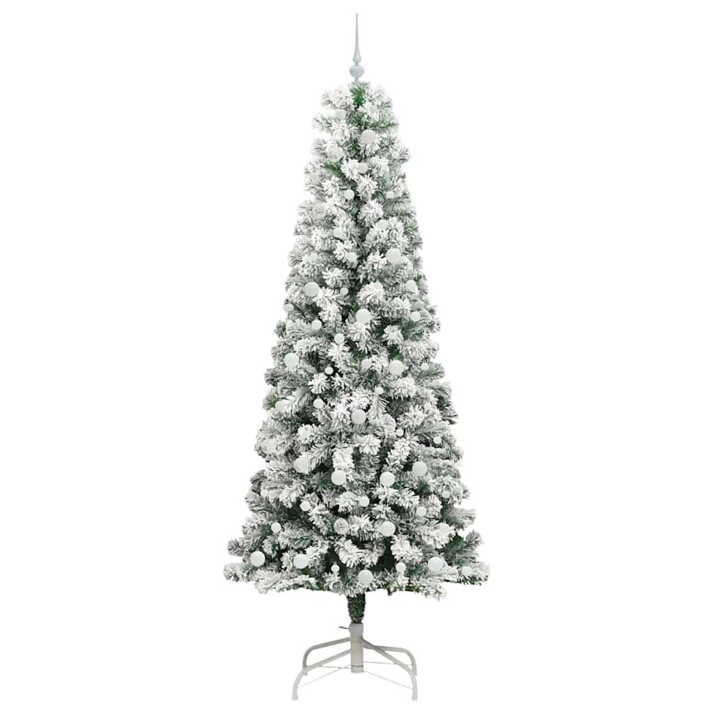 Albero di Natale Artificiale con Rami Pieghevoli Verde e Bianco