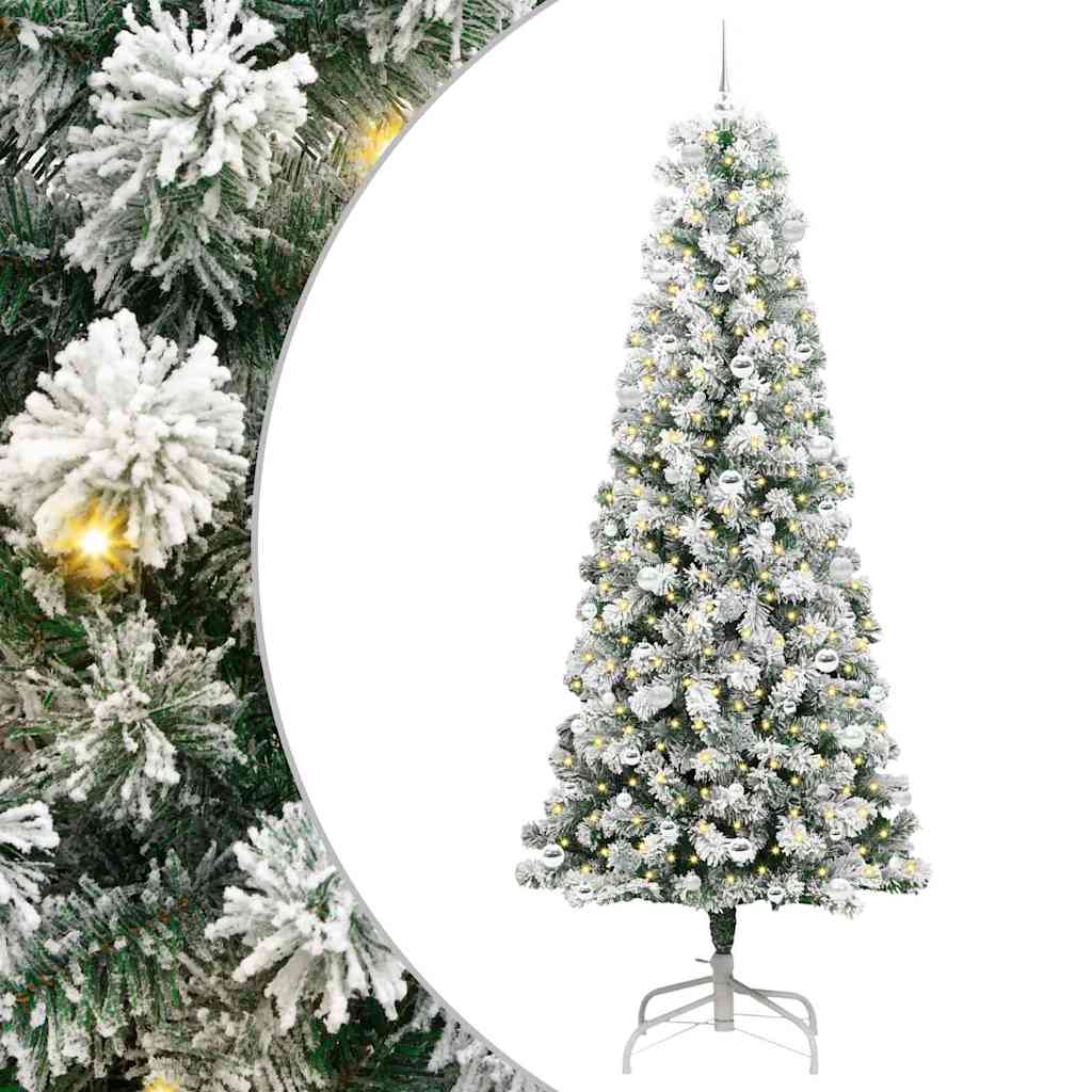 Albero di Natale Artificiale con Rami Pieghevoli Verde e Bianco