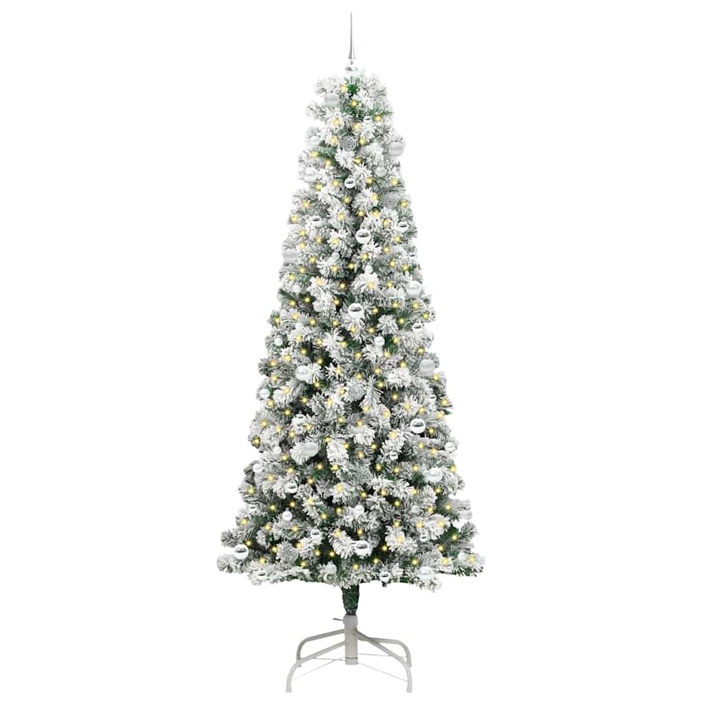 Albero di Natale Artificiale con Rami Pieghevoli Verde e Bianco