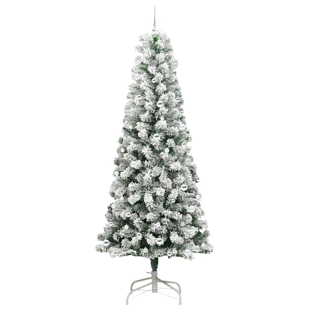Albero di Natale Artificiale con Rami Pieghevoli Verde e Bianco