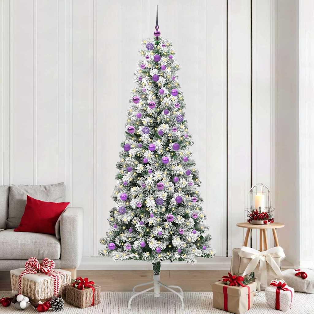 Albero di Natale Artificiale con Rami Pieghevoli Verde e Bianco