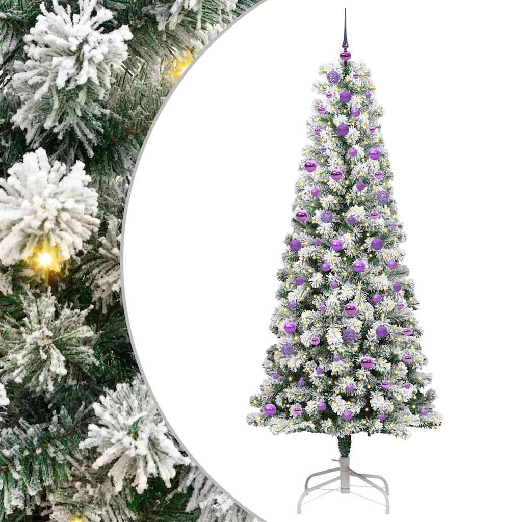 Albero di Natale Artificiale con Rami Pieghevoli Verde e Bianco