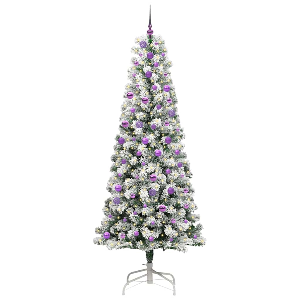 Albero di Natale Artificiale con Rami Pieghevoli Verde e Bianco