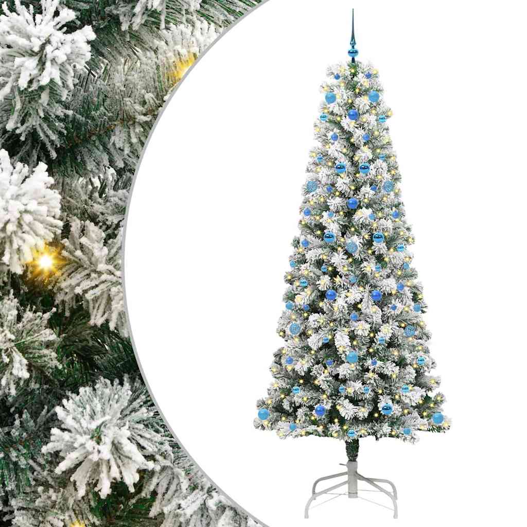 Albero di Natale Artificiale con Rami Pieghevoli Verde e Bianco