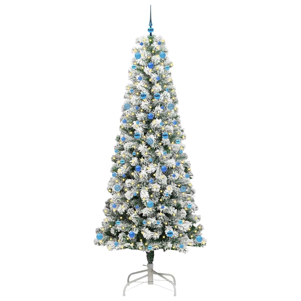 Albero di Natale Artificiale con Rami Pieghevoli Verde e Bianco