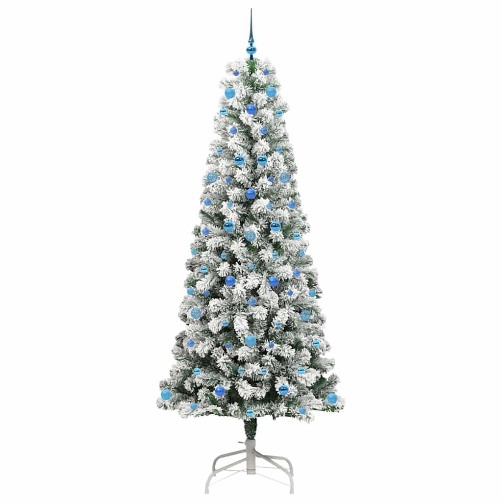 Albero di Natale Artificiale con Rami Pieghevoli Verde e Bianco