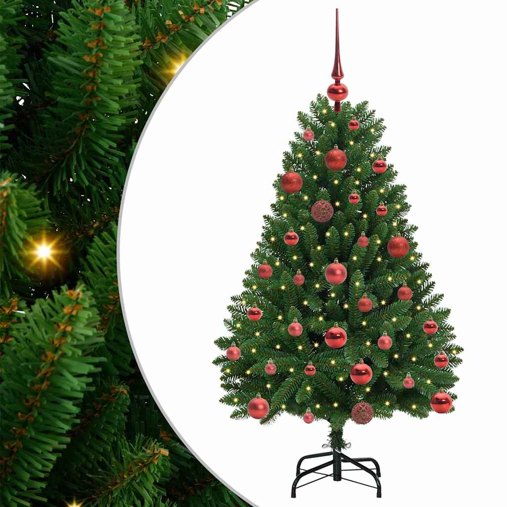 Albero di Natale artificiale 120 cm 150 LED Bianco caldo Verde