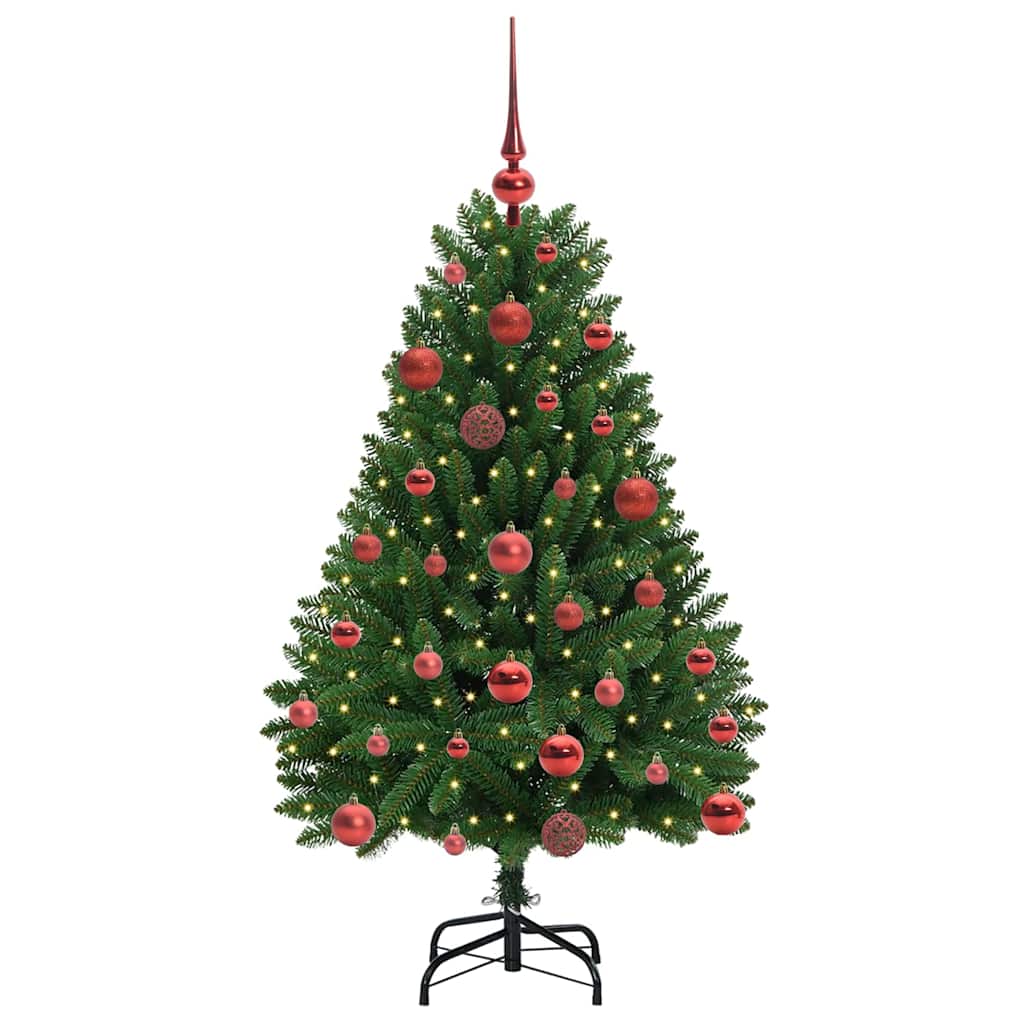 Albero di Natale artificiale 120 cm 150 LED Bianco caldo Verde