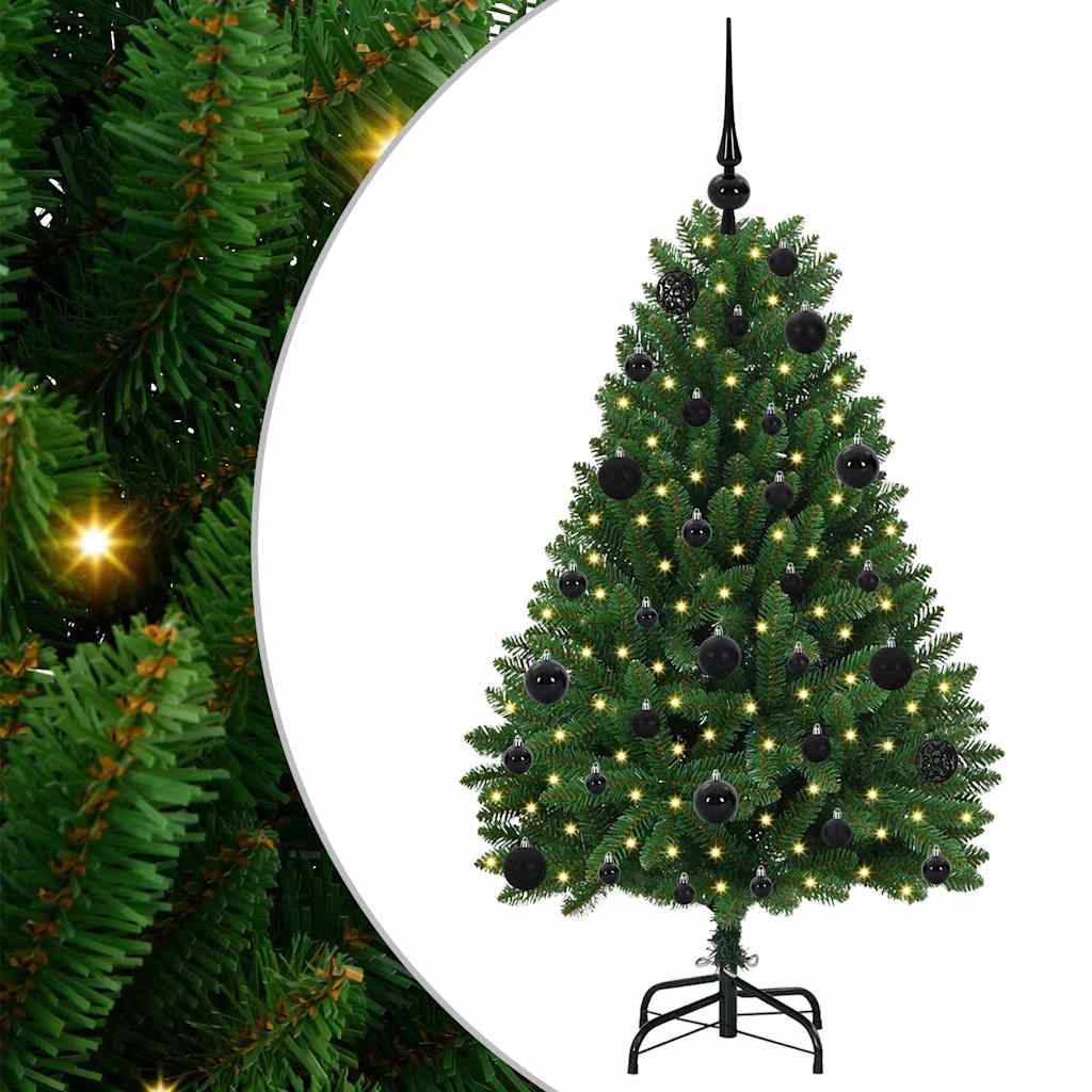 Albero di Natale artificiale 120 cm 150 LED Bianco caldo Verde