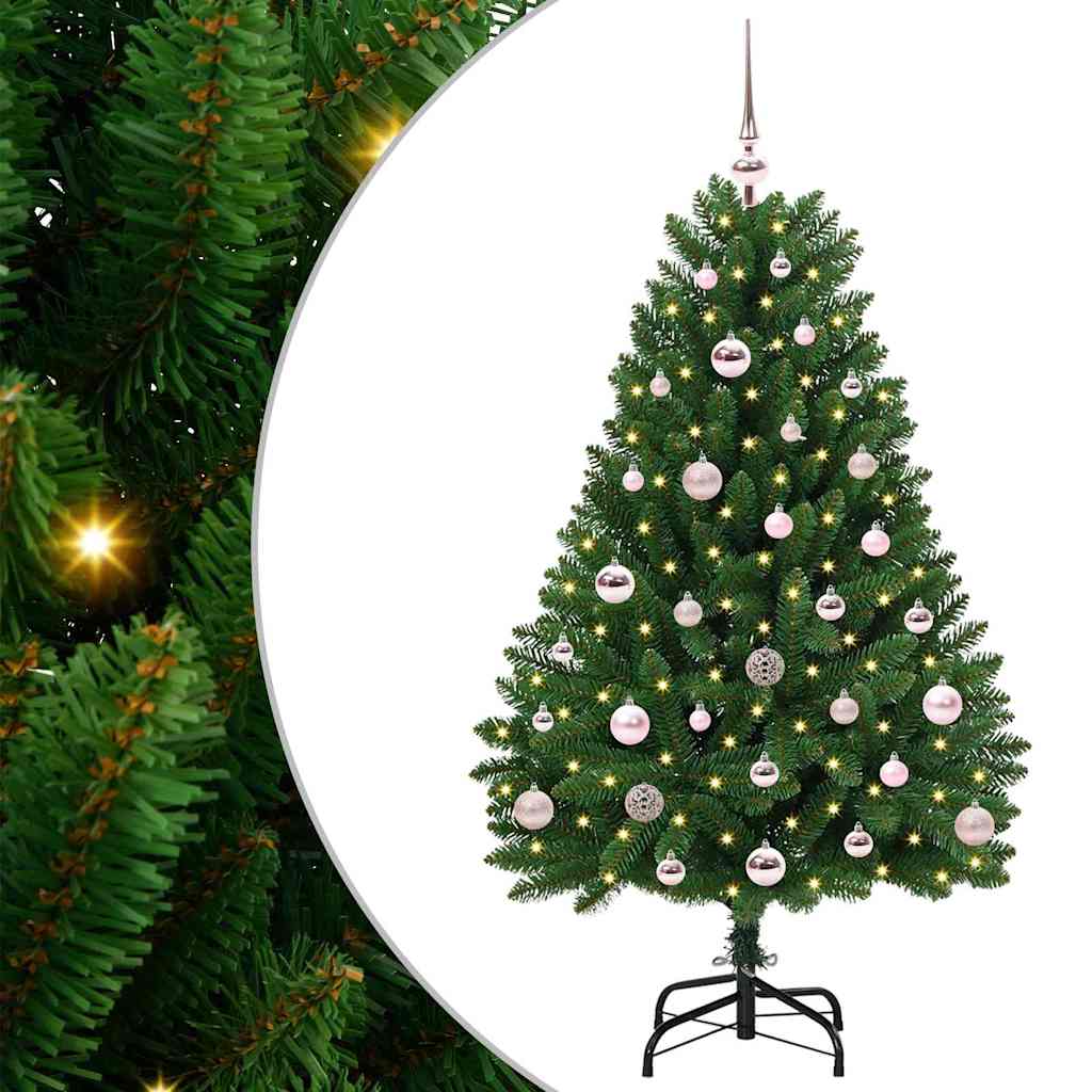 Albero di Natale artificiale 120 cm 150 LED Bianco caldo Verde
