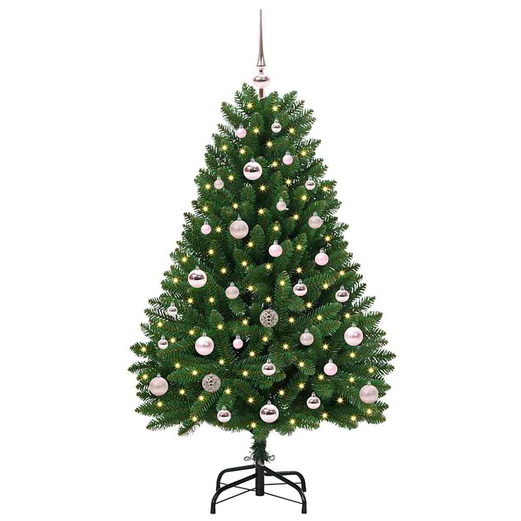 Albero di Natale artificiale 120 cm 150 LED Bianco caldo Verde