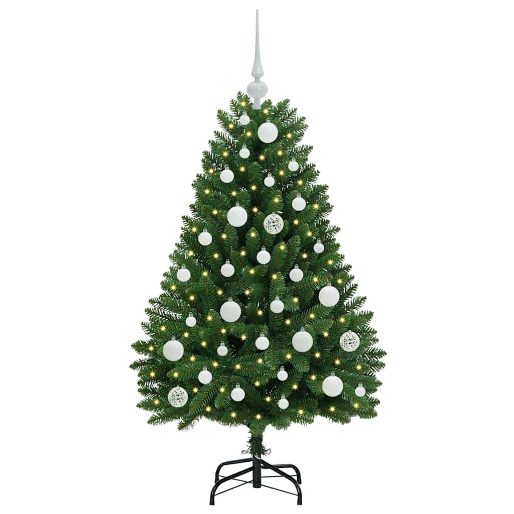 Albero di Natale artificiale 120 cm 150 LED Bianco caldo Verde