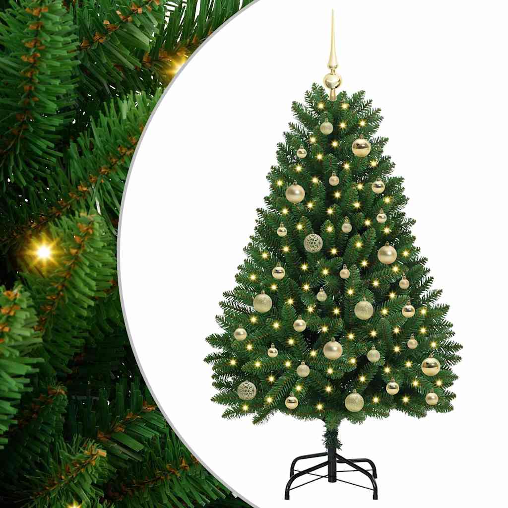 Albero di Natale artificiale 120 cm 150 LED Bianco caldo Verde