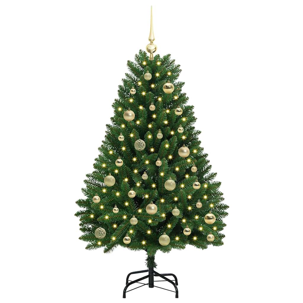 Albero di Natale artificiale 120 cm 150 LED Bianco caldo Verde