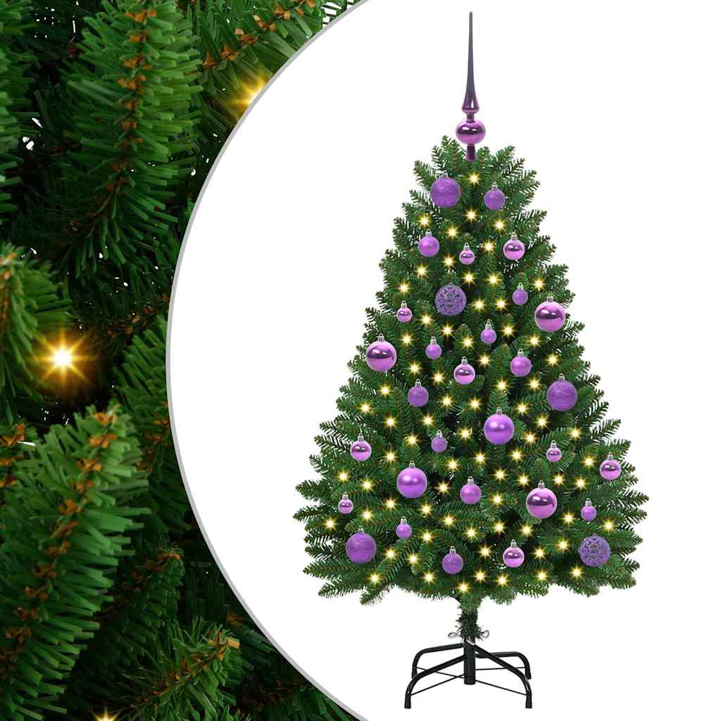 Albero di Natale artificiale 120 cm 150 LED Bianco caldo Verde