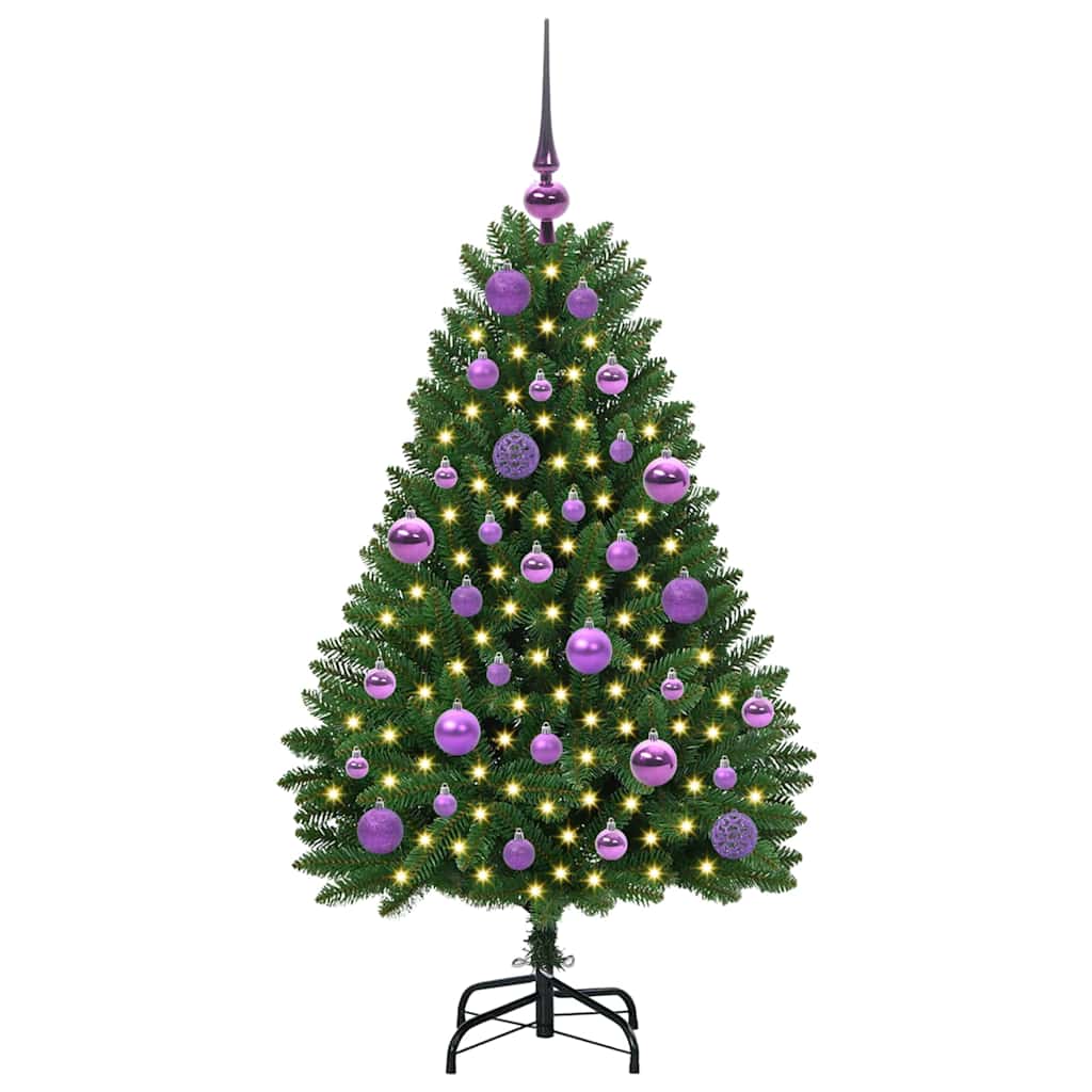 Albero di Natale artificiale 120 cm 150 LED Bianco caldo Verde