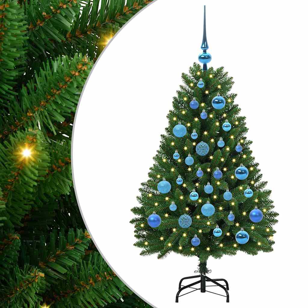 Albero di Natale artificiale 120 cm 150 LED Bianco caldo Verde