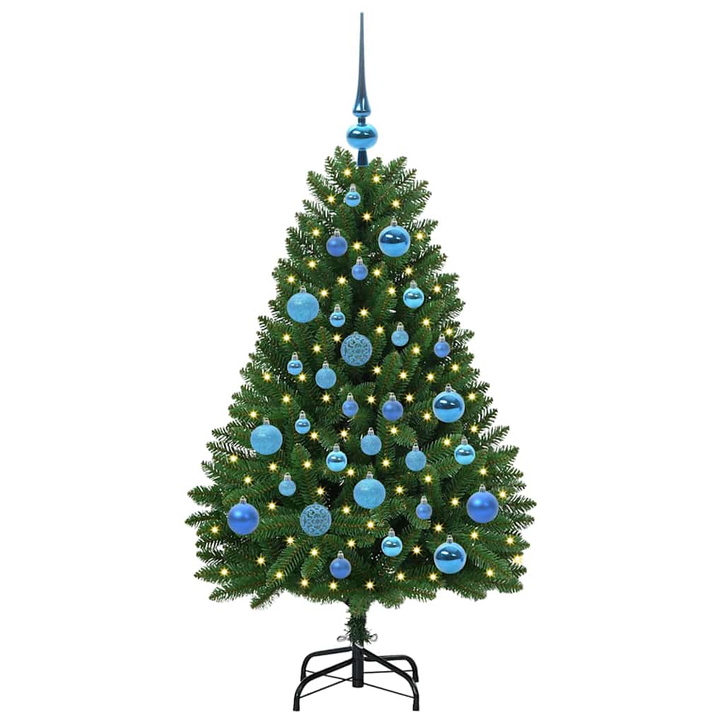 Albero di Natale artificiale 120 cm 150 LED Bianco caldo Verde