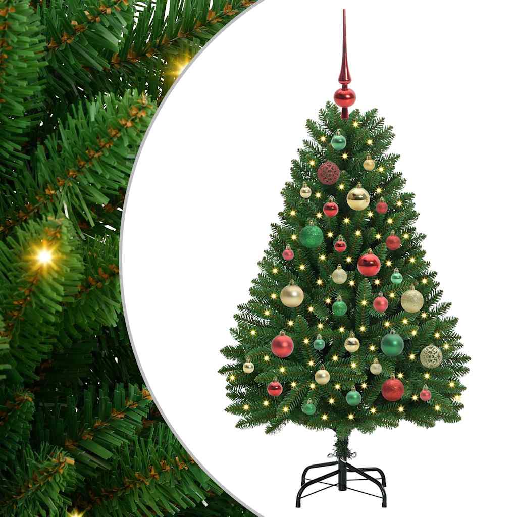 Albero di Natale artificiale 120 cm 150 LED Bianco caldo Verde