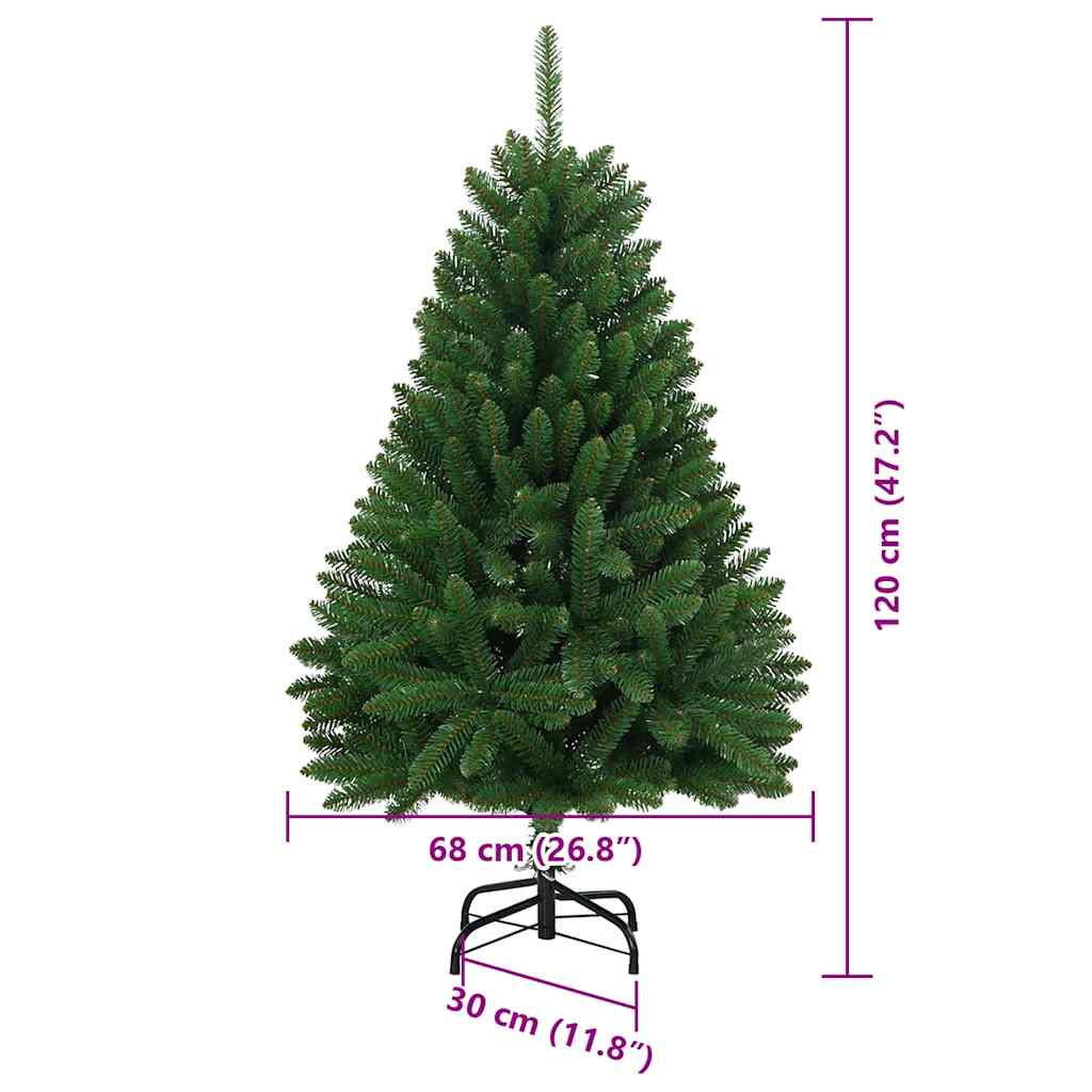 Albero di Natale artificiale 120 cm 150 LED Bianco caldo Verde