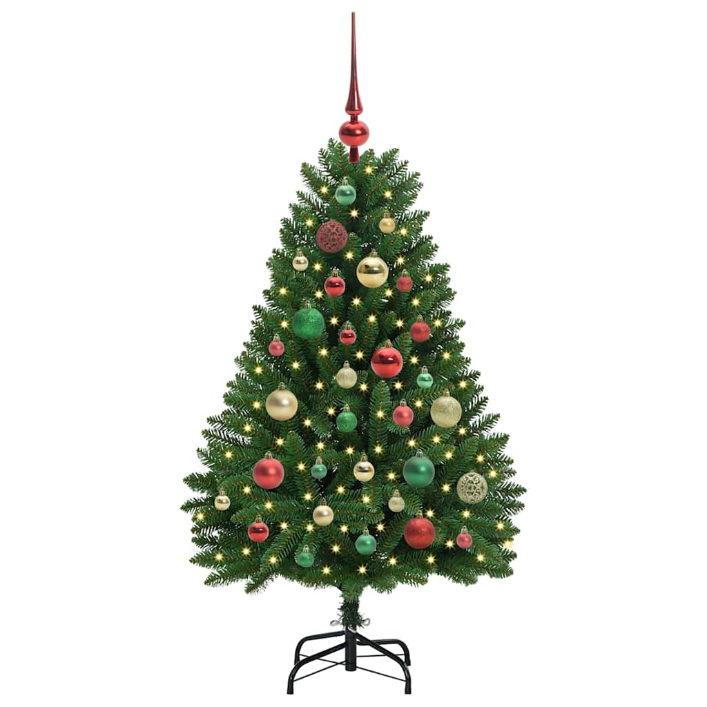 Albero di Natale artificiale 120 cm 150 LED Bianco caldo Verde