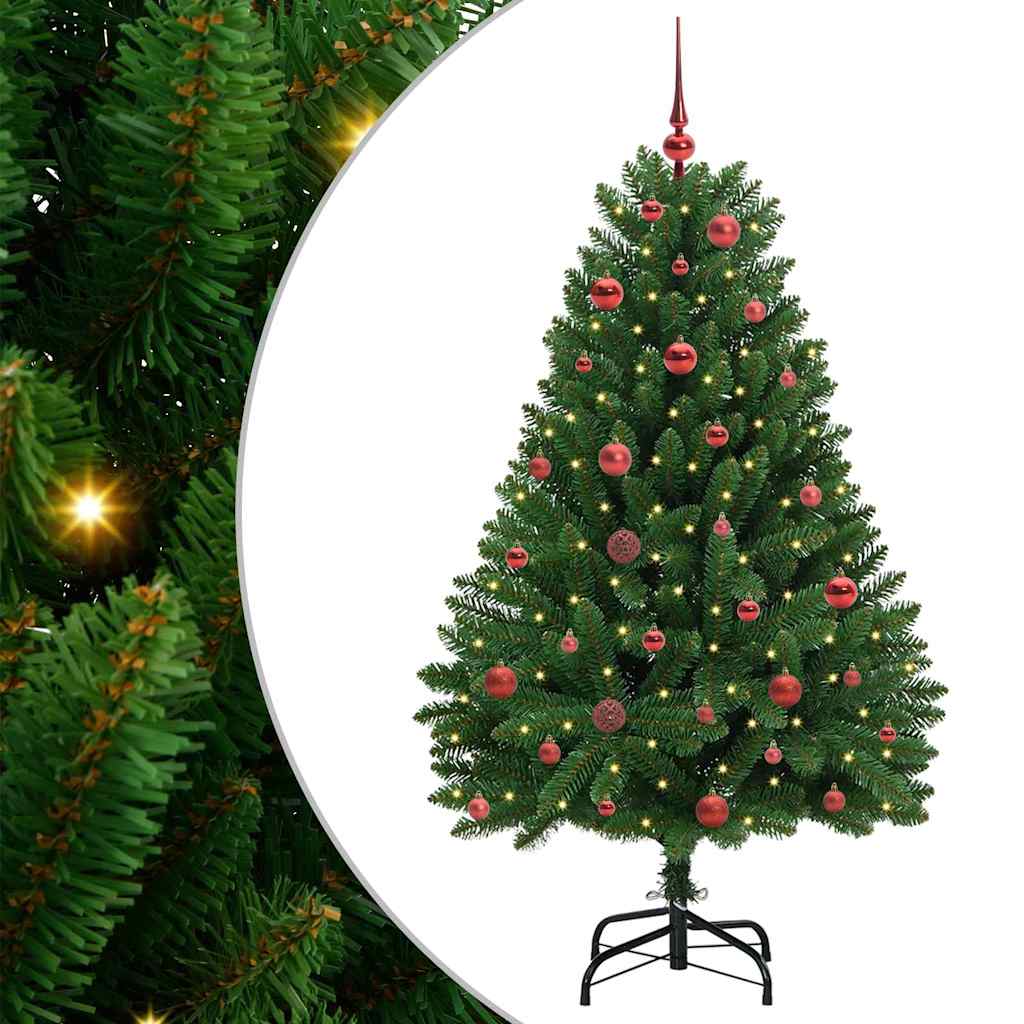 Albero di Natale artificiale 150 cm 150 LED Bianco caldo Verde