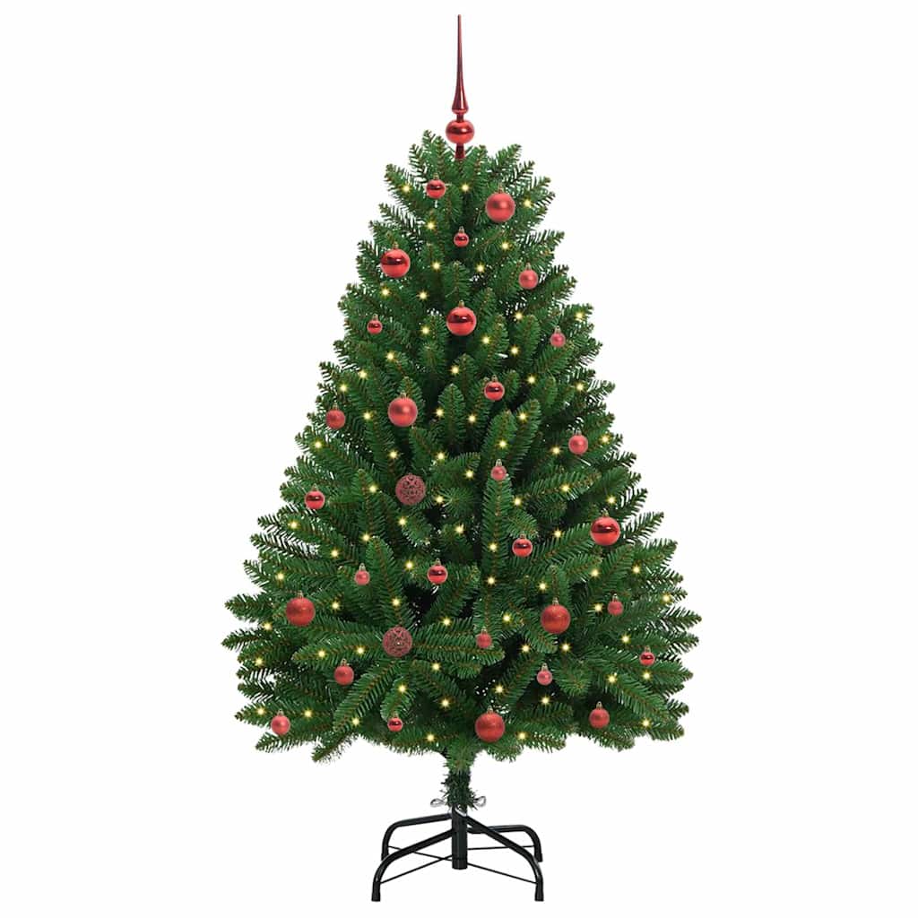 Albero di Natale artificiale 150 cm 150 LED Bianco caldo Verde