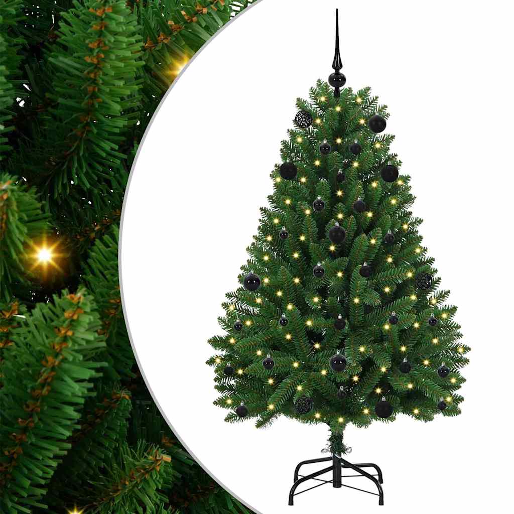 Albero di Natale artificiale 150 cm 150 LED Bianco caldo Verde
