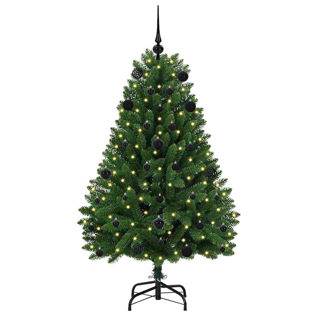 Albero di Natale artificiale 150 cm 150 LED Bianco caldo Verde