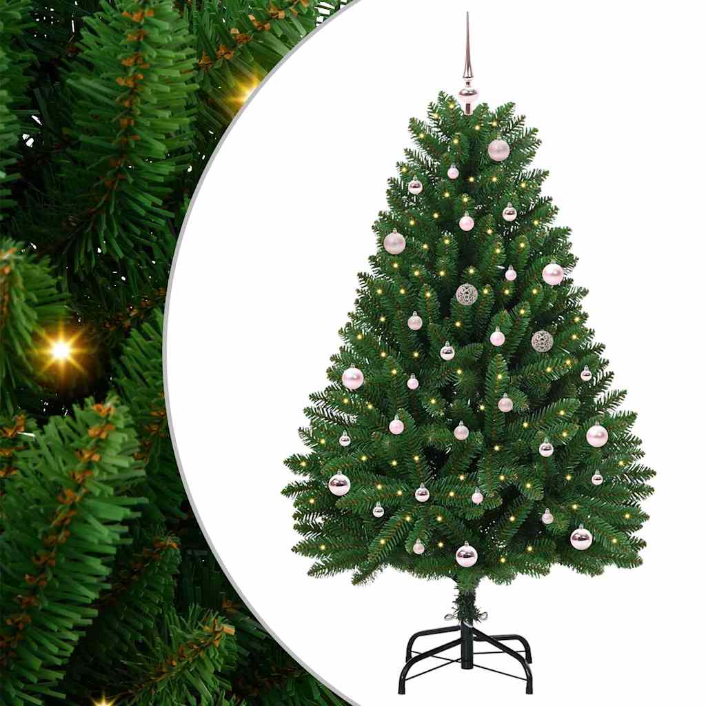 Albero di Natale artificiale 150 cm 150 LED Bianco caldo Verde