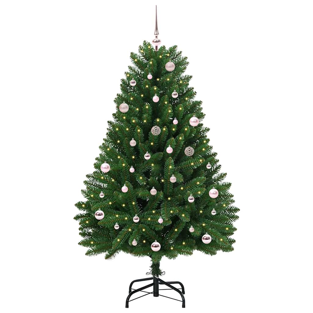 Albero di Natale artificiale 150 cm 150 LED Bianco caldo Verde