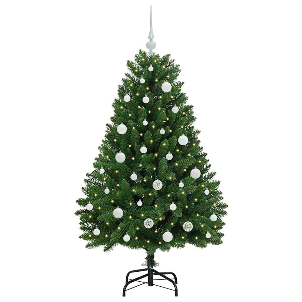 Albero di Natale artificiale 150 cm 150 LED Bianco caldo Verde