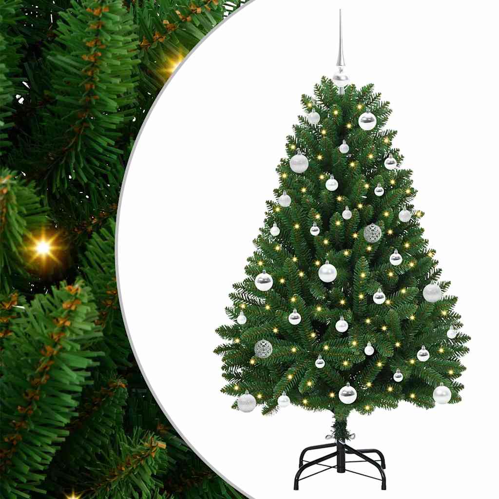 Albero di Natale artificiale 150 cm 150 LED Bianco caldo Verde