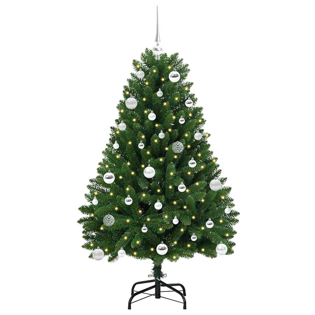 Albero di Natale artificiale 150 cm 150 LED Bianco caldo Verde