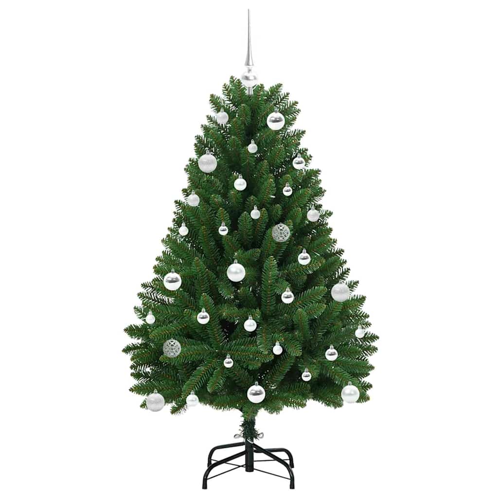 Albero di Natale artificiale 150 cm 150 LED Bianco caldo Verde