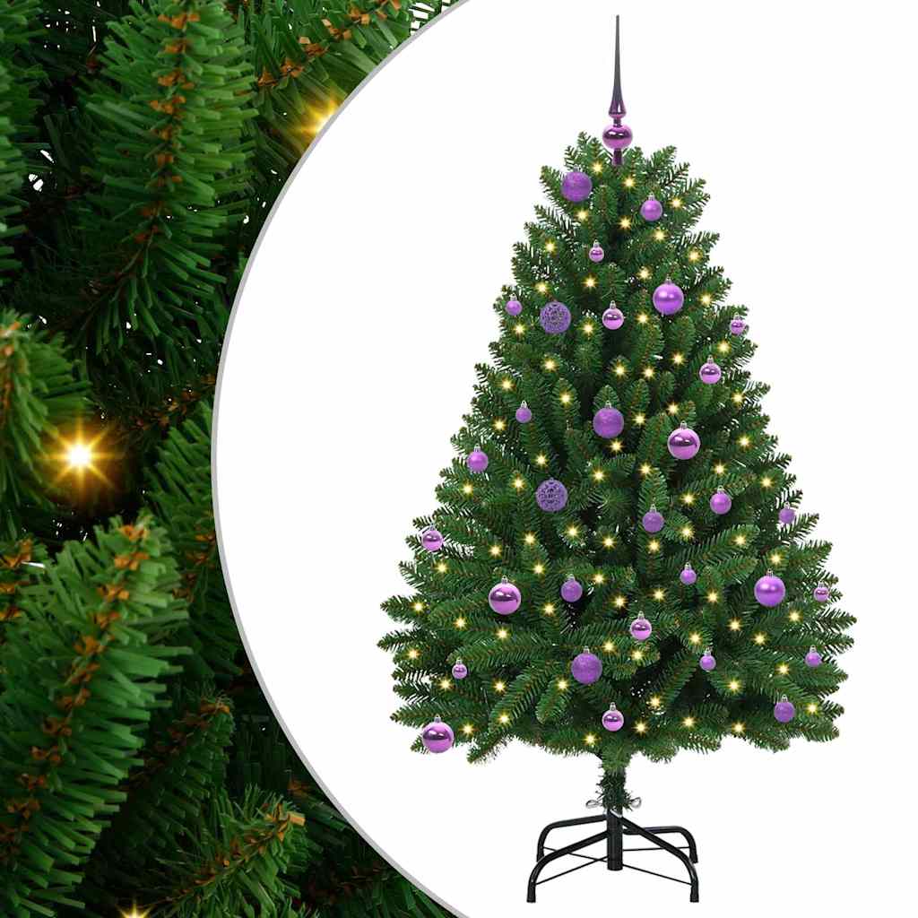 Albero di Natale artificiale 150 cm 150 LED Bianco caldo Verde