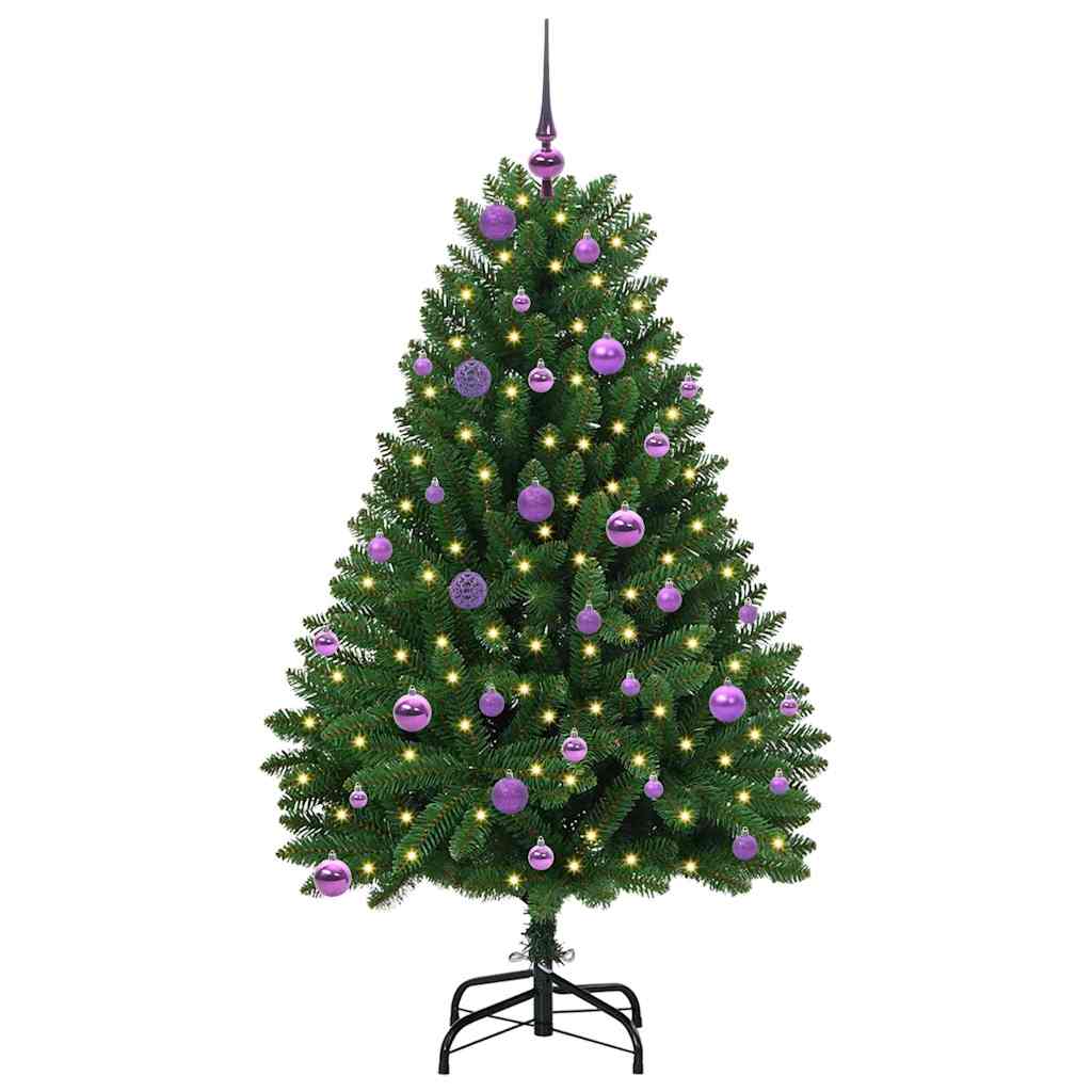 Albero di Natale artificiale 150 cm 150 LED Bianco caldo Verde