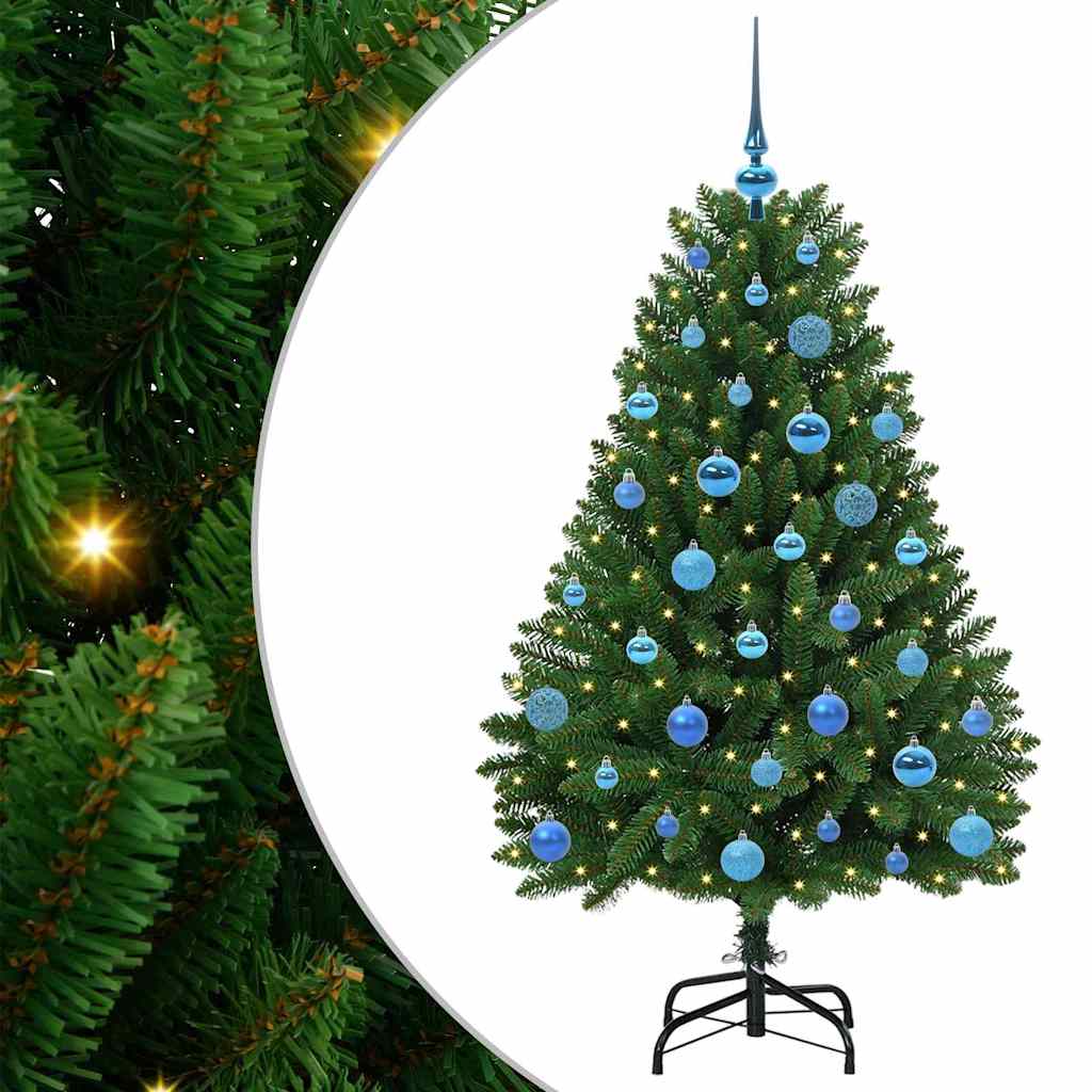 Albero di Natale artificiale 150 cm 150 LED Bianco caldo Verde