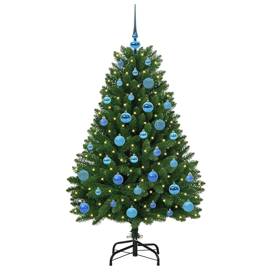 Albero di Natale artificiale 150 cm 150 LED Bianco caldo Verde